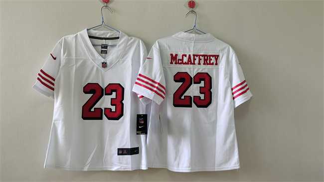 Women%27s San Francisco 49ers #23 Christian McCaffrey White 2nd Alternate Stitched Jersey